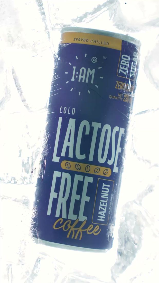 1AM Lactose Free Hazelnut can chilled on ice
